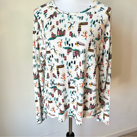 AERIE Thermal Waffle Winter Ski Theme Matching Paja Set—SZ. Top M/Bottoms S - Picture 12 of 17